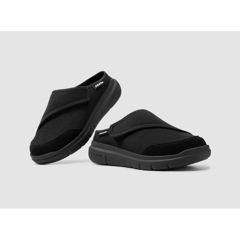 FitVille Women's EasyTop Diabetic Slipper V5 Women’s Black